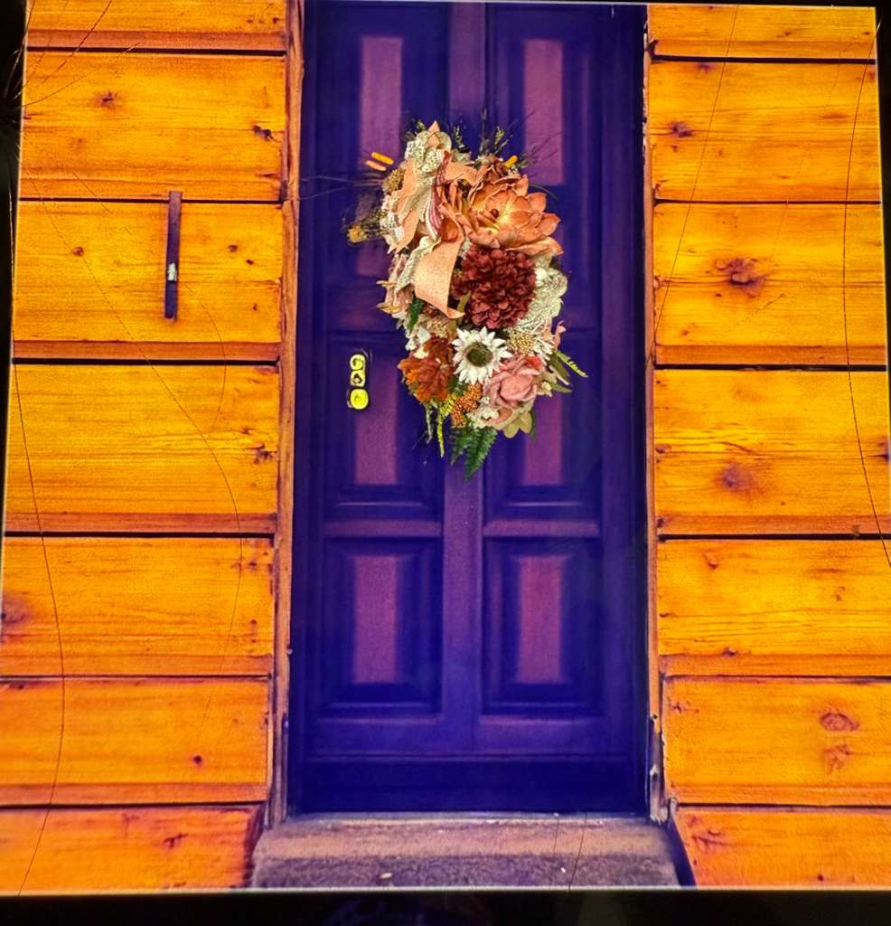 Blushing Harvest Elegance” Door Swag (Romantic • Rustic Luxe • Soft Autumn Collection)