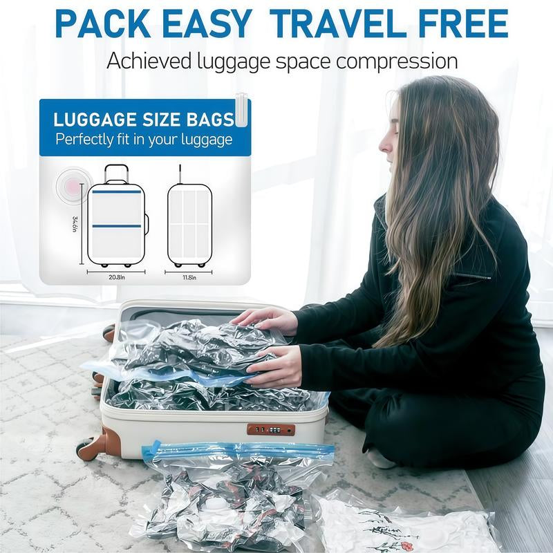Vacuum Storage Bags (12 Jumbo Pack) Space Saver Bags with 1 Electric Air Pump Vacuum Seal Bags Compression Bags for Clothes Blanket Duvets Pillows Comforters Travel Moving