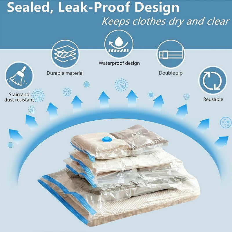 Vacuum Storage Bags (12 Jumbo Pack) Space Saver Bags with 1 Electric Air Pump Vacuum Seal Bags Compression Bags for Clothes Blanket Duvets Pillows Comforters Travel Moving