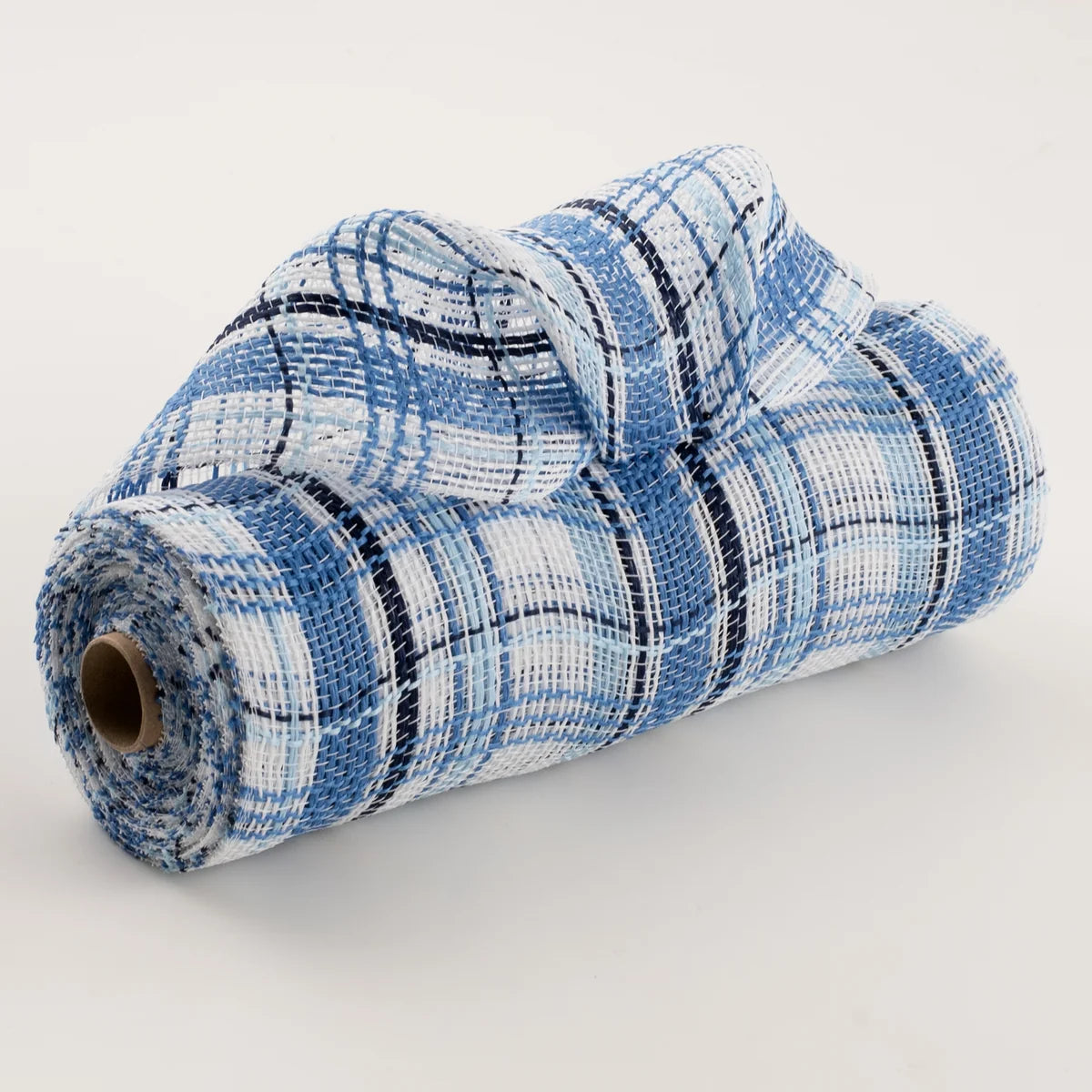 10" Fabric Plaid Mesh: Navy, Light Blue & White