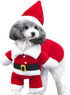 Pet Christmas Costumes Dog Suit with Cap Santa Claus Suit Dog Hoodies Cat Xmas Costumes (Red, S)