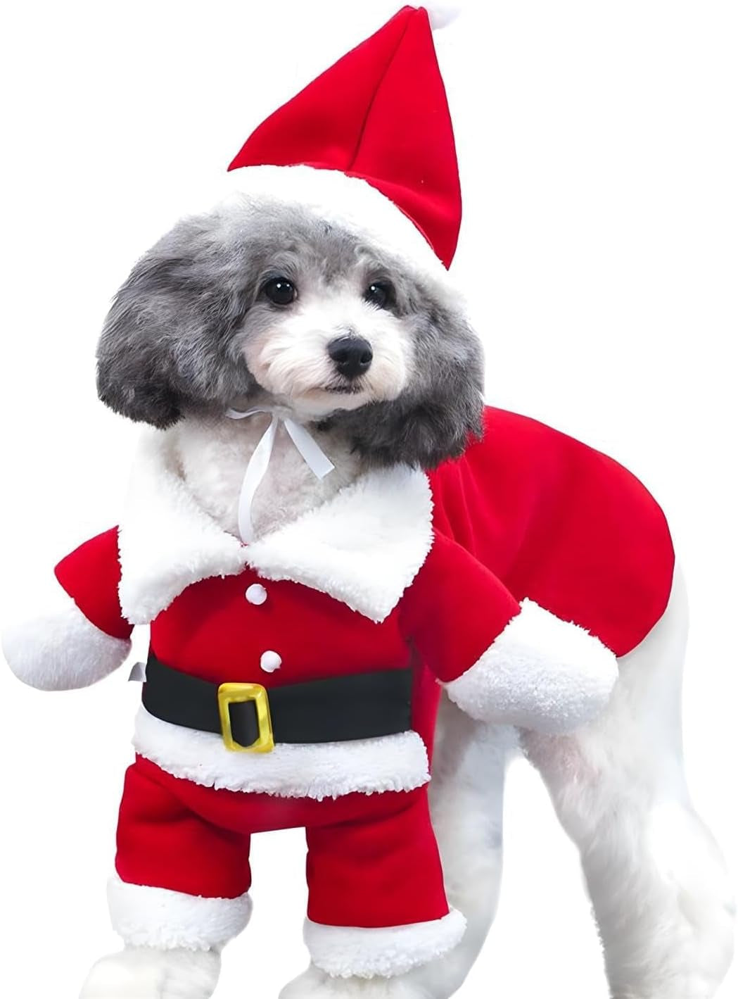 Pet Christmas Costumes Dog Suit with Cap Santa Claus Suit Dog Hoodies Cat Xmas Costumes (Red, S)