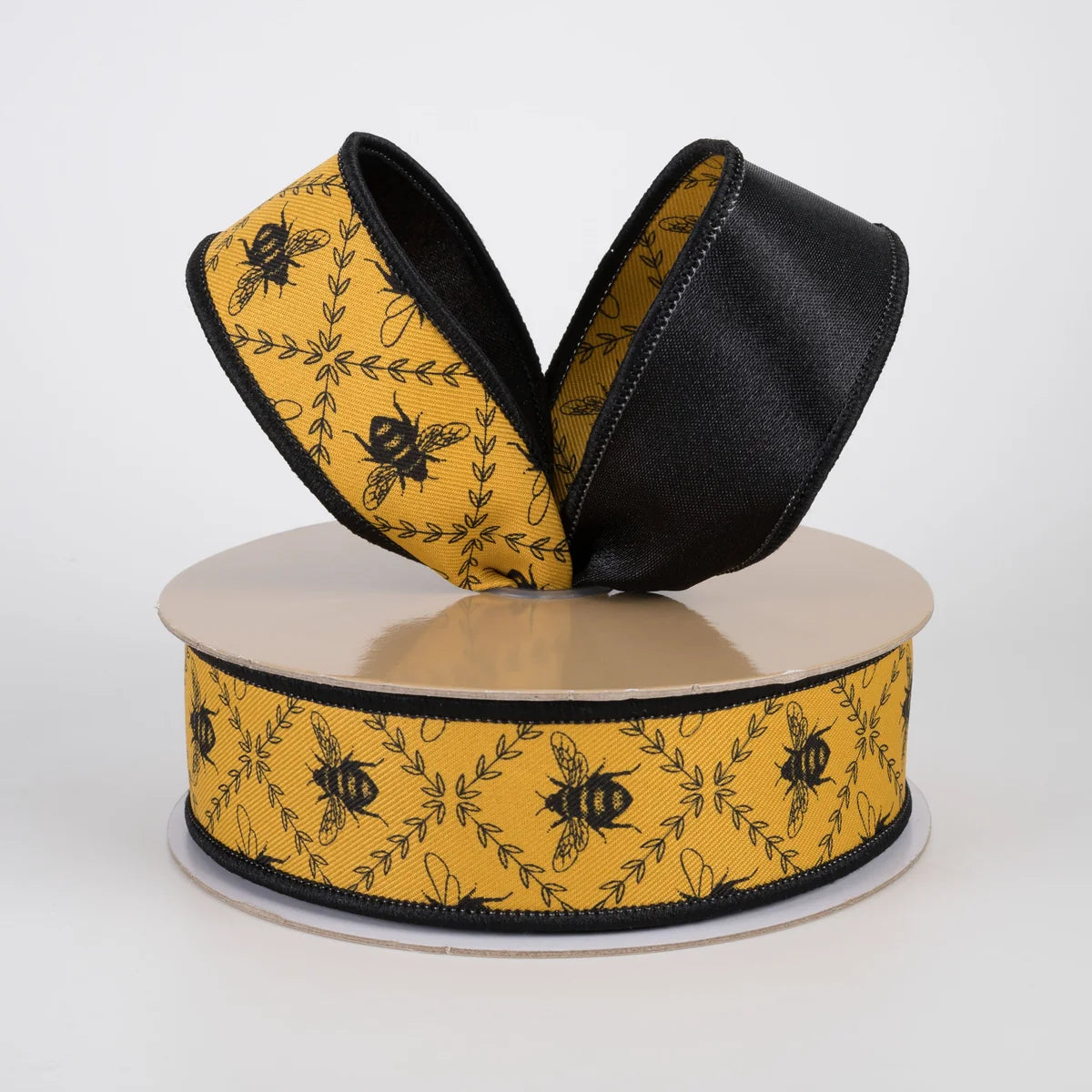 1.5" Double Sided Fused Honey Bee Trellis Ribbon (10 Yards)