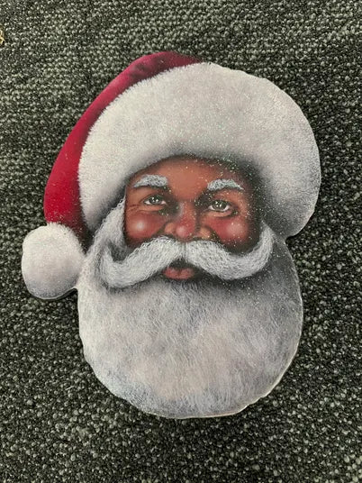 10.5" Black Santa Sign with Glitter