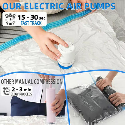 Vacuum Storage Bags (12 Jumbo Pack) Space Saver Bags with 1 Electric Air Pump Vacuum Seal Bags Compression Bags for Clothes Blanket Duvets Pillows Comforters Travel Moving