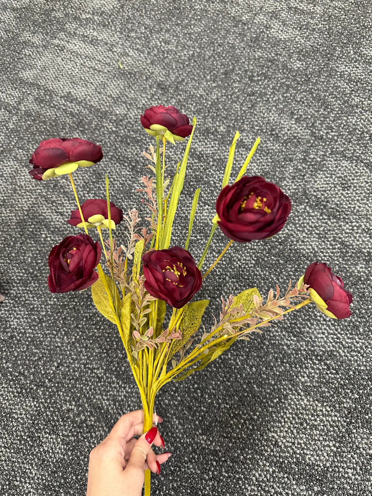 20" Burgundy Ranunculus Bush