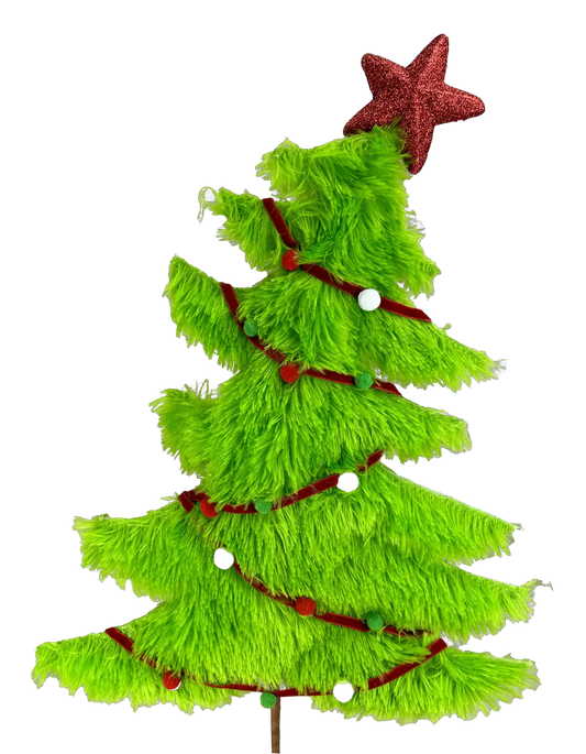 27" Lime Green Furry Christmas Tree
