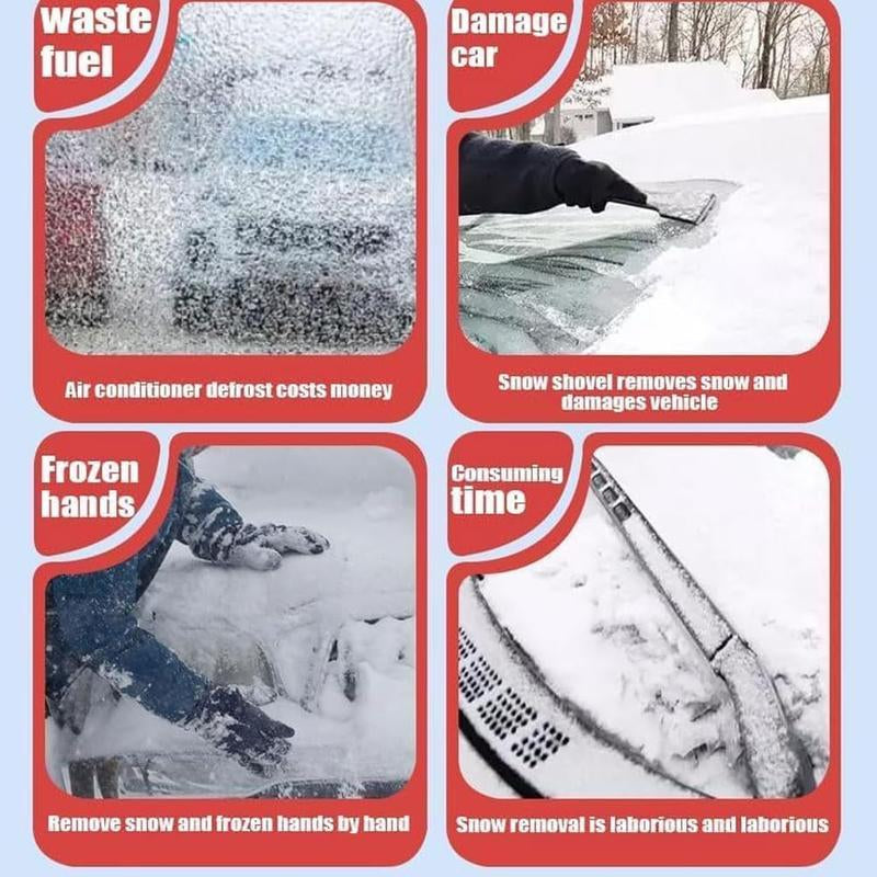 Car Windshield Cover against Frost Ice and Snow, Magnetic Windscreen Protector with Side Mirror Covers, All-Season Front Window Guard, Easy Install Storage, Black & Orange