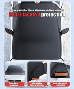 Car Windshield Cover against Frost Ice and Snow, Magnetic Windscreen Protector with Side Mirror Covers, All-Season Front Window Guard, Easy Install Storage, Black & Orange