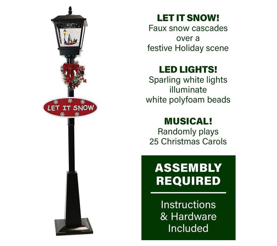 Fraser Hill Farm 71-In. Musical Snowy Christmasstreet Lamp