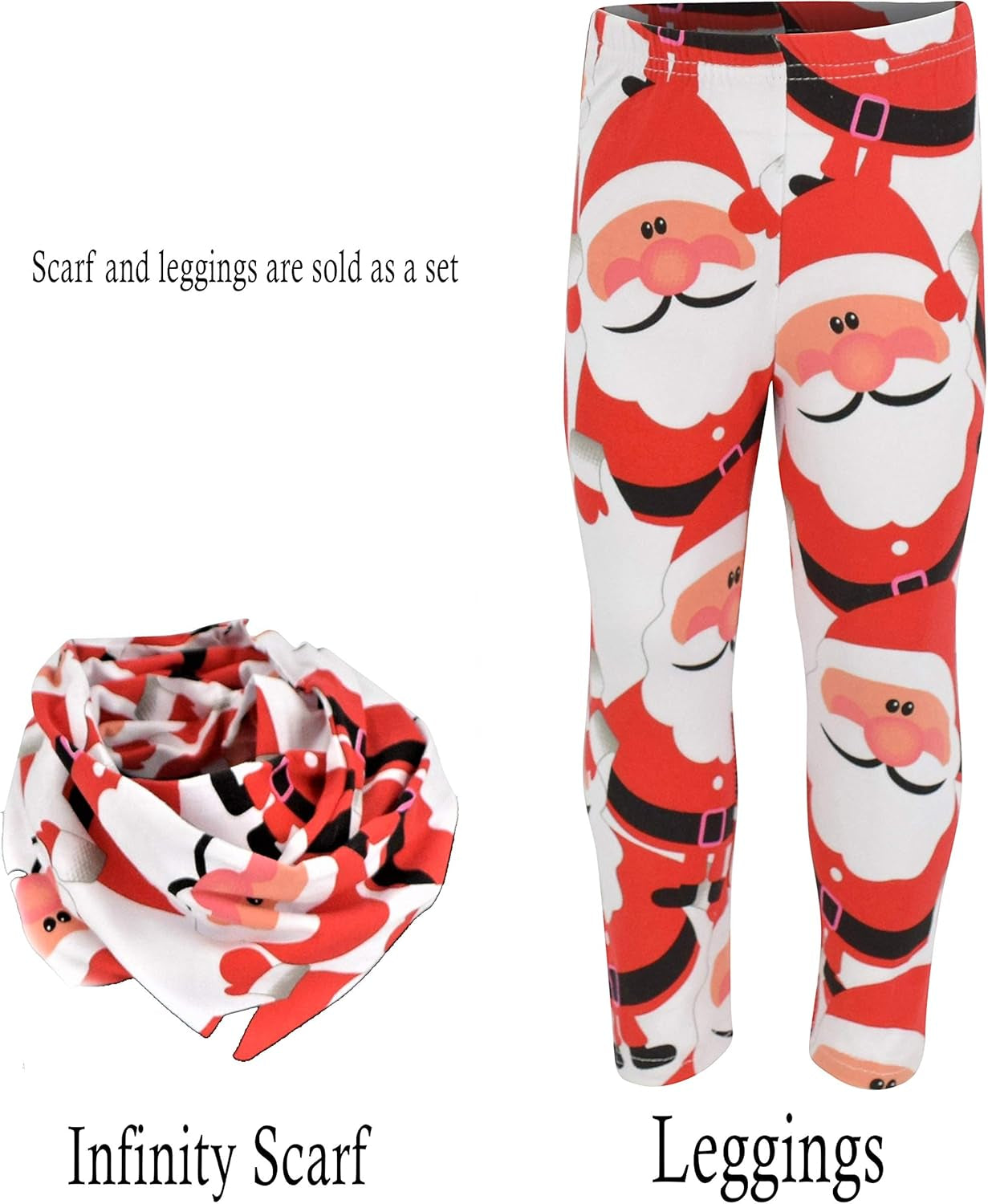 Girls Red Santa 2Pc Legging and Scarf Set