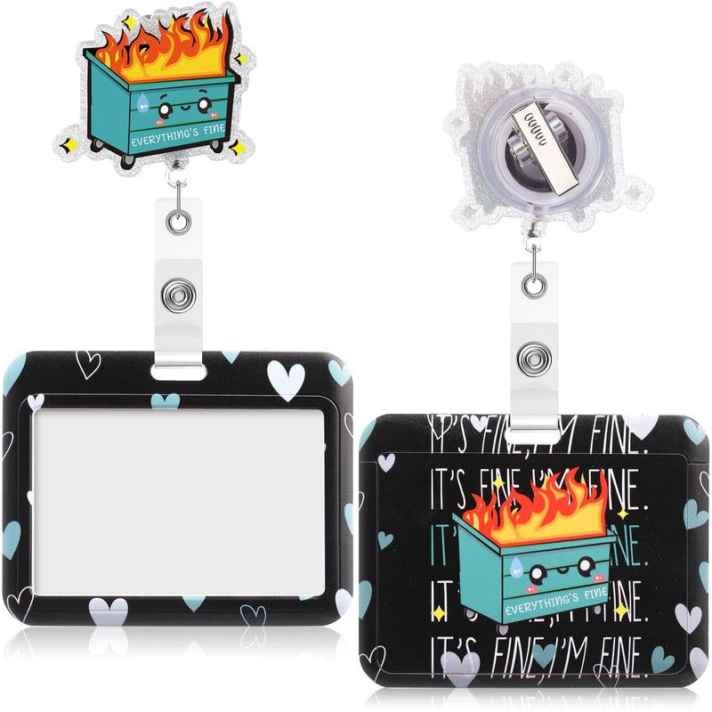 ID Badge Reel Holder Funny Retractable Badge Reel Horizontal Badge Holder with Alligator Clip for Doctor Nurse Teacher Student Office Worker Volunteer Hospital Healthcare Accessories, Christmas Gift