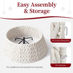 28In Woven Christmas Tree Collar, Chunky Cotton Rope Weave Skirt Basket - Elegant Beige Tree Base Cover for 6Ft 7.5Ft 9Ft Artificial Trees - Holiday Decoration, Natural & Stable
