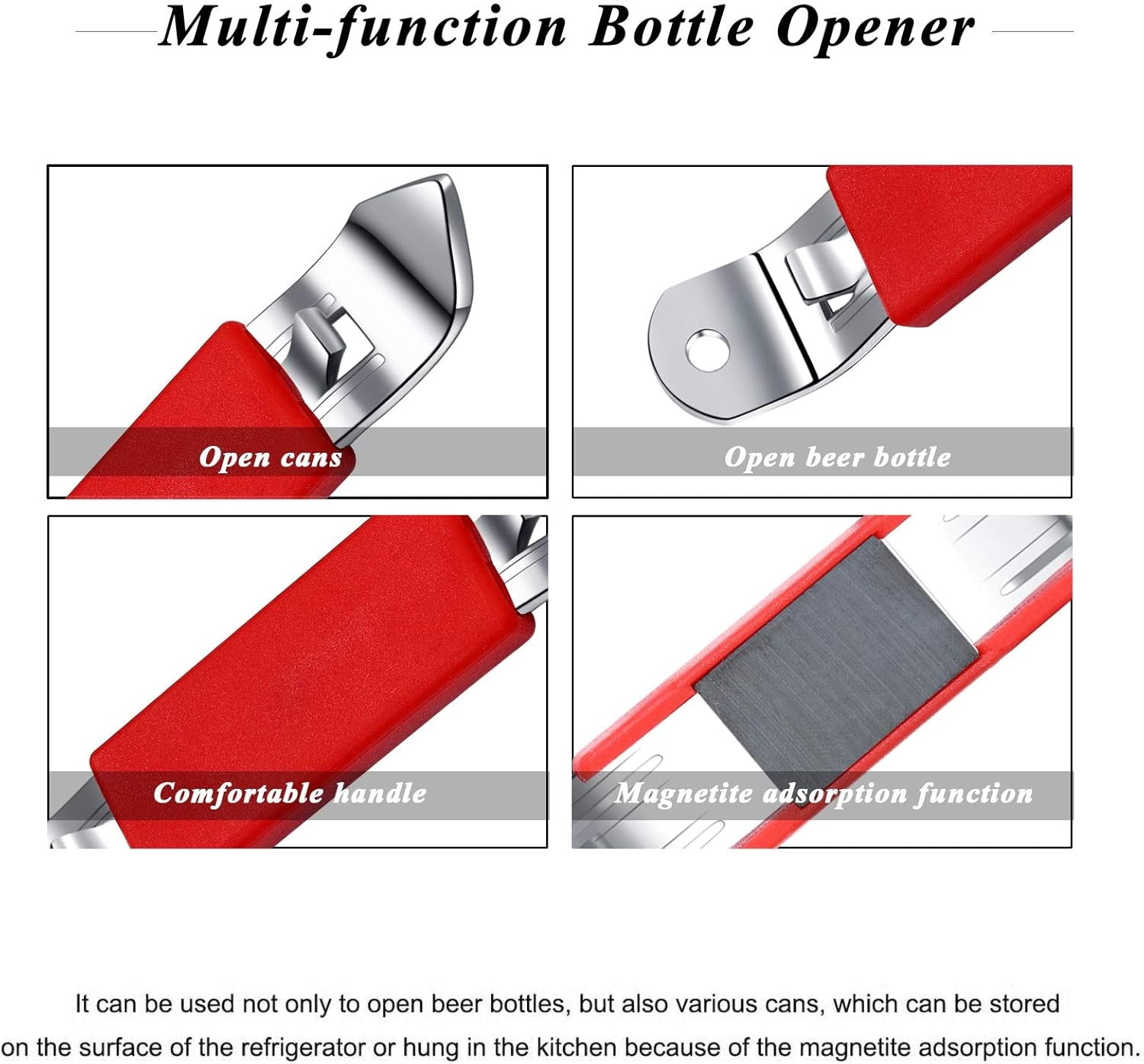 3 Pieces Magnetic Bottle Openers Can Opener Classic Beer Opener Stainless Steel Small Bottle Opener Can Tapper with Magnet for Camping and Traveling