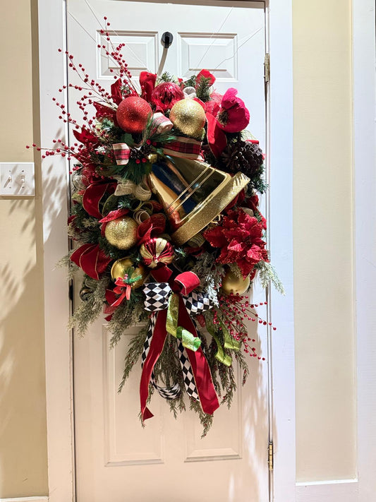 Golden Bell Cardinal  – Luxury Holiday Swag”