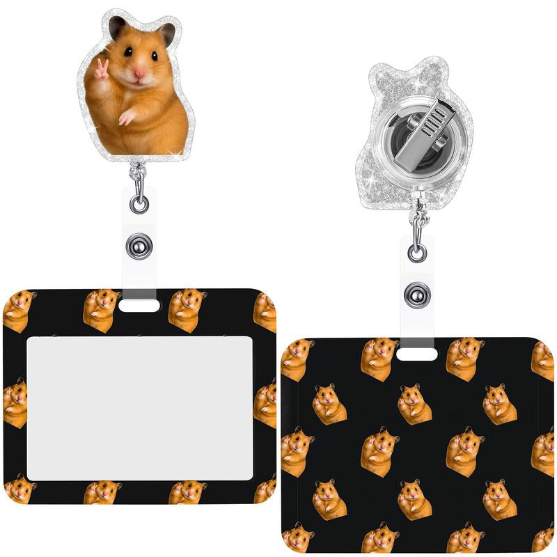 ID Badge Reel Holder Funny Retractable Badge Reel Horizontal Badge Holder with Alligator Clip for Doctor Nurse Teacher Student Office Worker Volunteer Hospital Healthcare Accessories, Christmas Gift