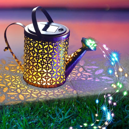 1   2pcs Watering Can Lights, Copper Solar Garden Lights For Outdoor  Pathway  Yard Deck  Lawn Patio
