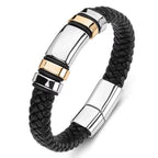 Classic Multilayer Leather Bracelet Men Hand Jewelry Gift Handsome Business Bracelet with Metal Magnetic Clasp