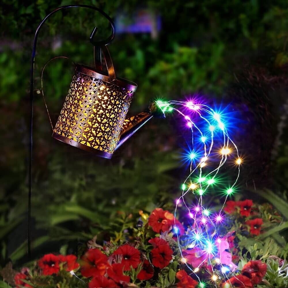 1   2pcs Watering Can Lights, Copper Solar Garden Lights For Outdoor  Pathway  Yard Deck  Lawn Patio
