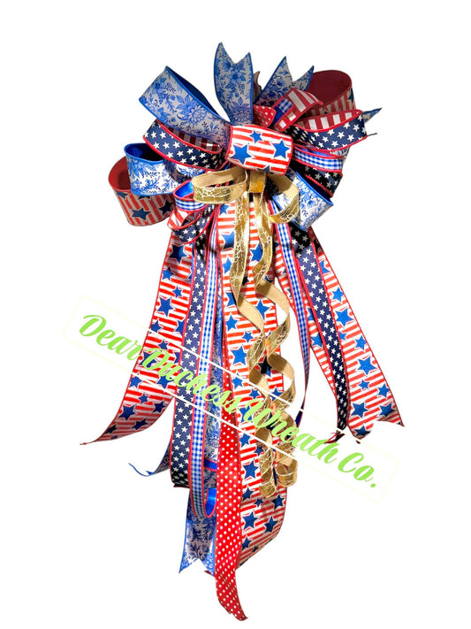 Patriotic Stars & Stripes Luxury Hand-Tied Bow