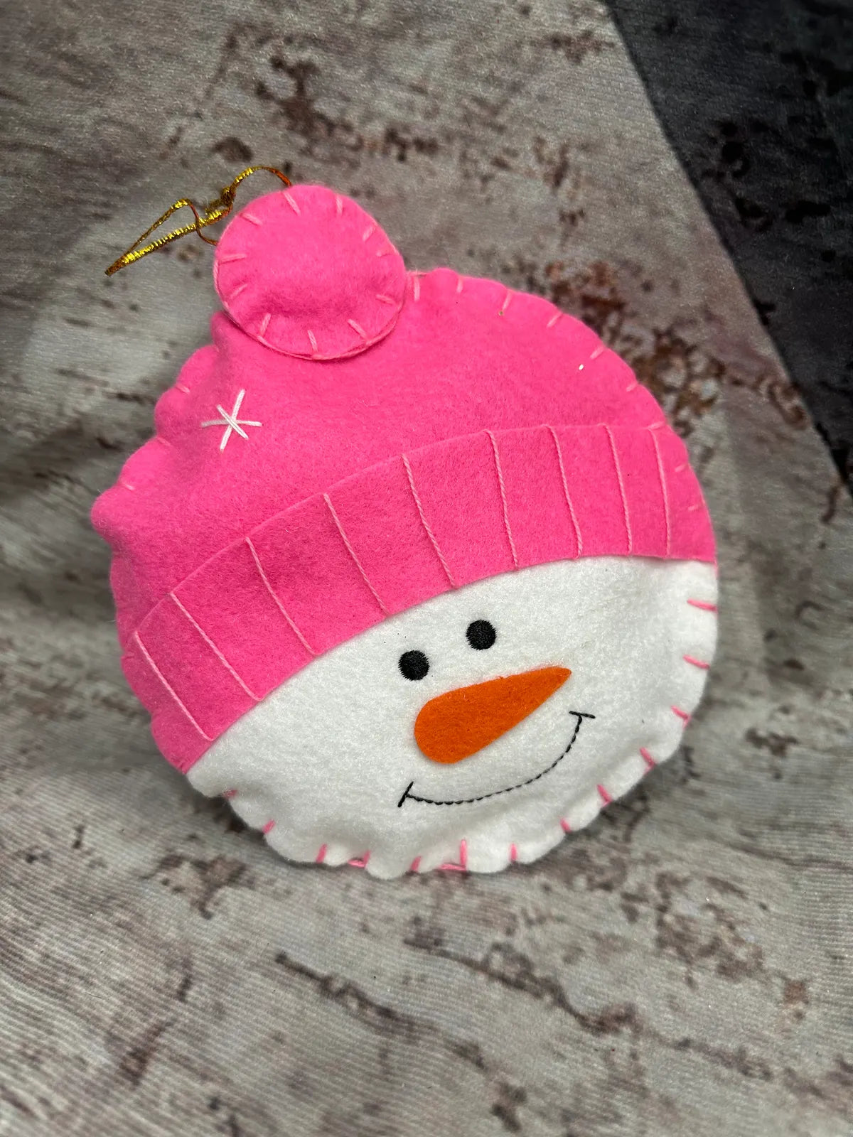 6" Light Plush Snowman Head in Pink