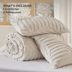 Bedsure Boho Arch Tufted Comforter Set - Beige Boho Bedding Comforter Sets, 3 Pieces Farmhouse Shabby Chic Embroidery Bed Set, Soft Fluffy Cozy Arch Pattern Comforter for All Seasons