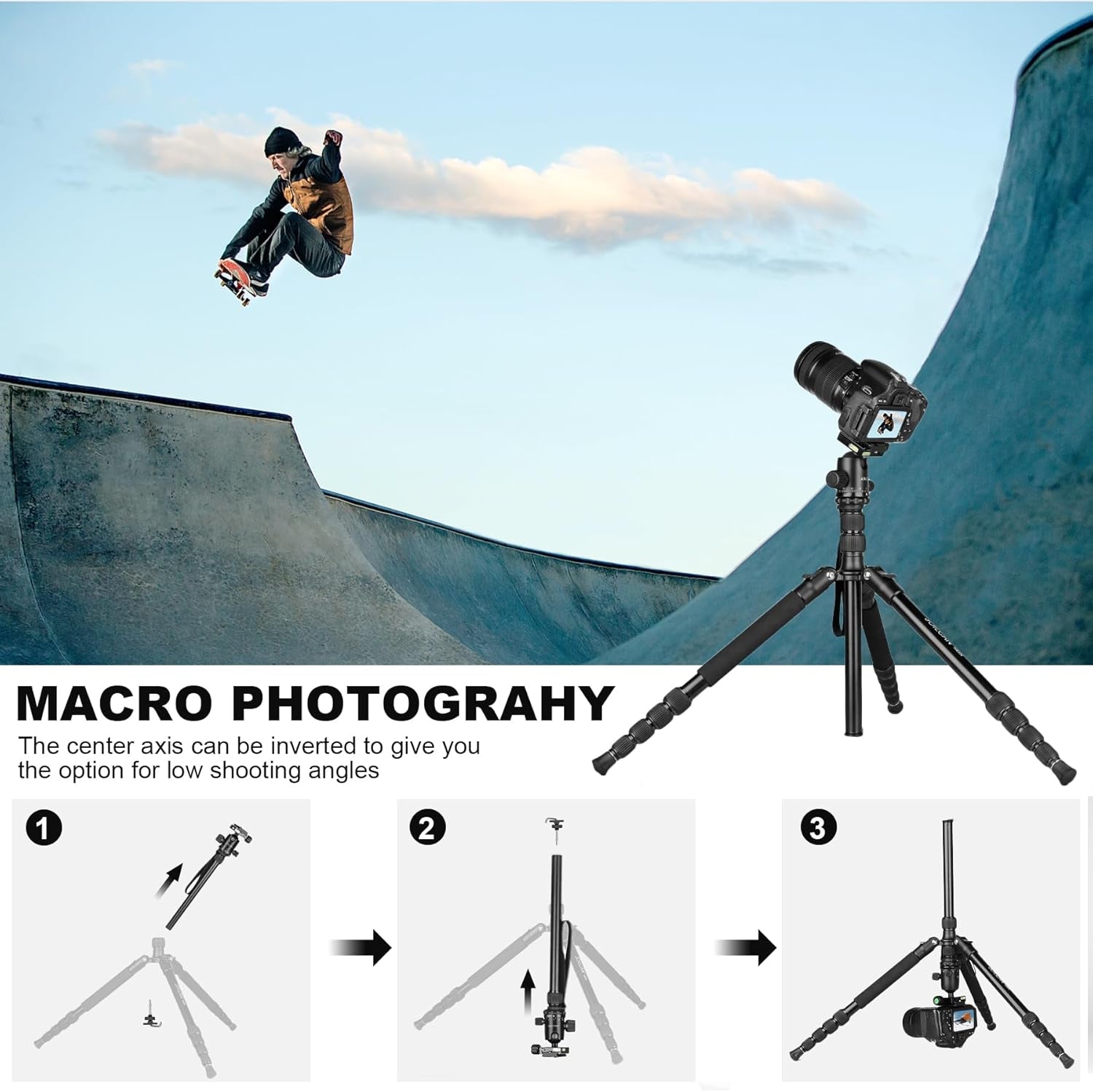 80/85 Inches Heavy Duty Tripod for Camera and Phone, 85" Camera Monopod Tripods, DSLR Binoculars Spotting Scope Camcorders Video Tripod Stand, 360 Degree Ball Head, 35 Lbs Loads