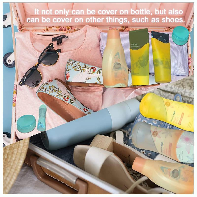 1 Set of 16 Silicone Bottle Covers Travel Essentials for Women Men, Beach Vacation Essentials, Travel Size Toiletries Accessories, Cruise Ship Essentials, Must Haves, Leak Proofing