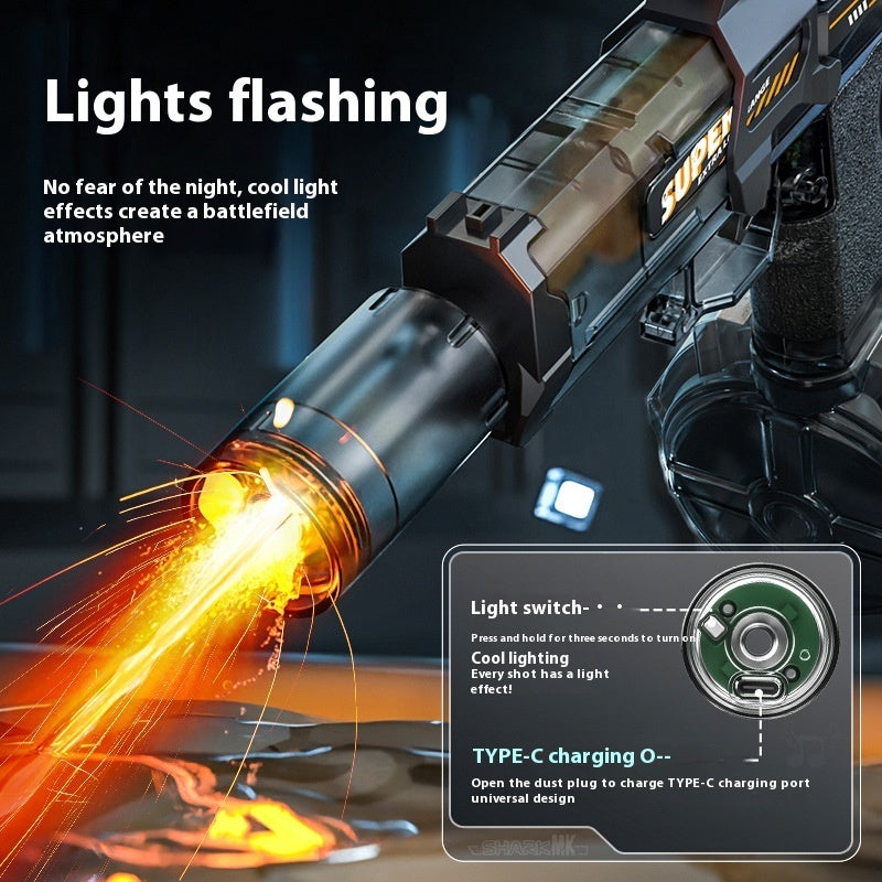 LED Lights Electric Water Guns Children Simulated Shooting Recoil Powerful Automatic Water Spray Gun Kids Summer Outdoor Toys