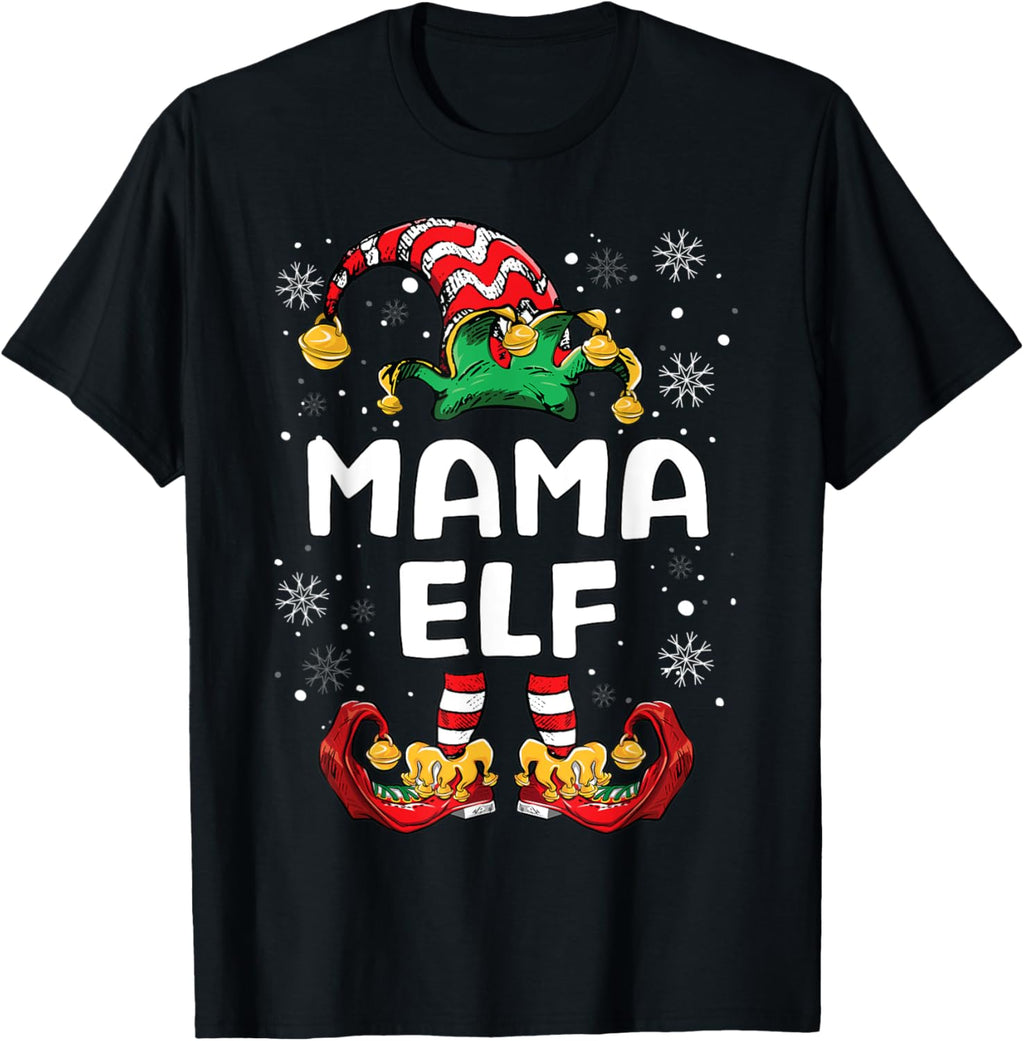 Mama Elf Women Matching Xmas Funny Family Christmas T-Shirt