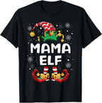 Mama Elf Women Matching Xmas Funny Family Christmas T-Shirt