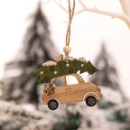 5Pcs Christmas Wooden Ornaments Cute Dog Cat Car Hanging Pendants for Christmas Tree Christmas Decoration 2024 Navidad Xmax Gift