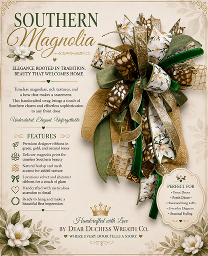 🌿 Southern Magnolia™ Luxury Hand-Tied Bow