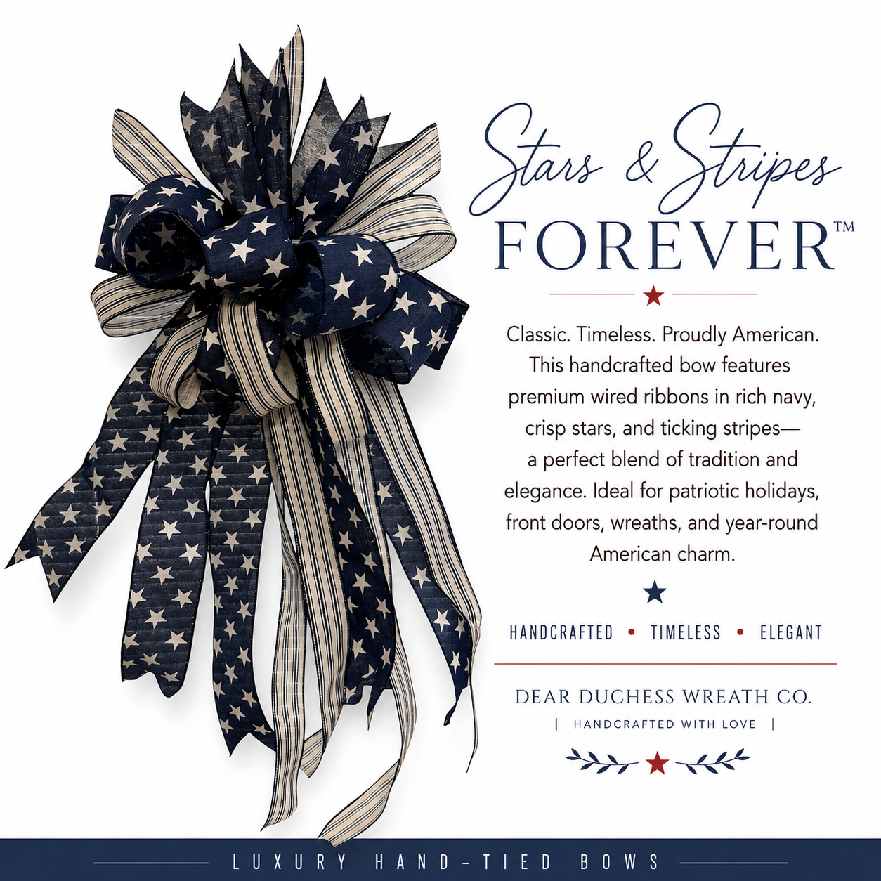 Americana in Blue Luxury Hand-Tied Bow