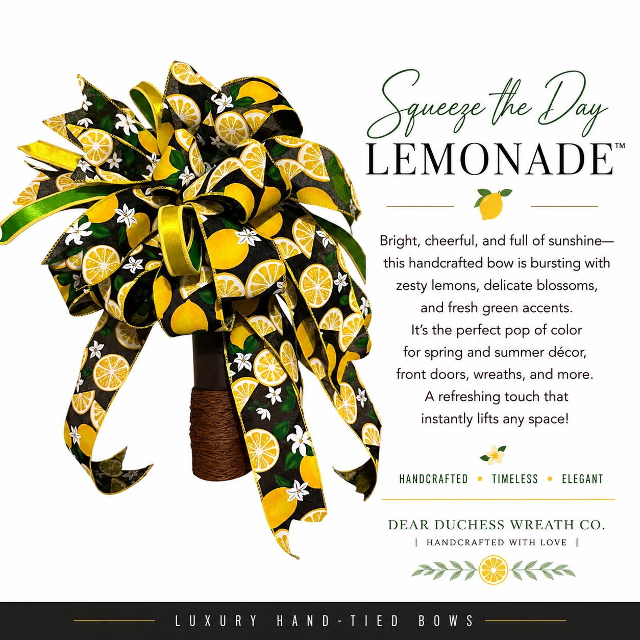 Midnight Lemon Grove Hand-Tied Bow