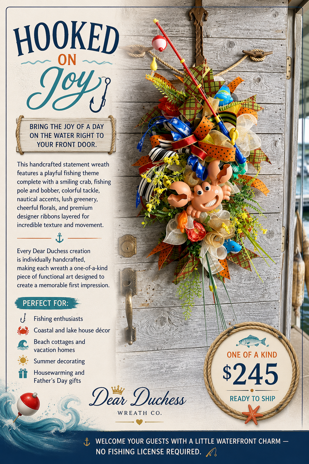 Gone Fishin'™ Coastal Fishing Wreath