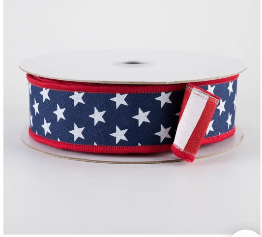 1.5" Double Sided Fused Stars & Stripes Ribbon: Navy (10 Yards)