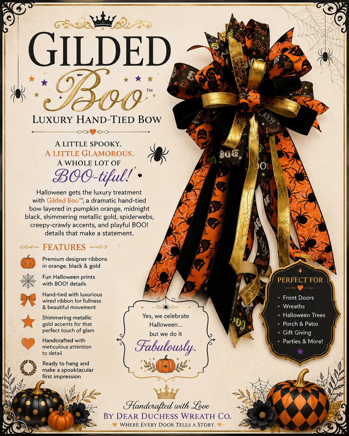 Gilded Boo™ Luxury Hand-Tied Bow