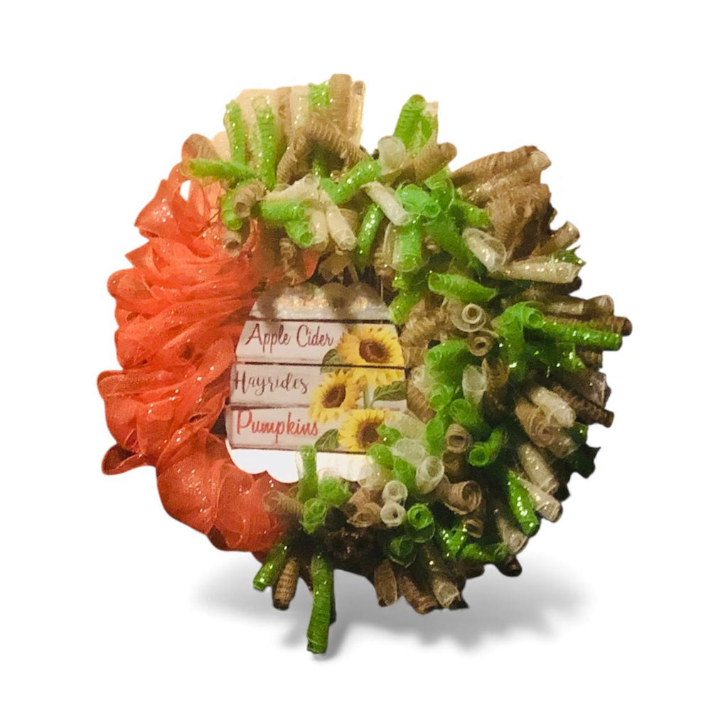 Cider &amp; Hayrides Harvest Curl Wreath