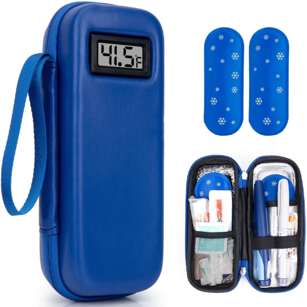 Insulin Cooler Travel Case with Thermometer Display Medicine Organizer Bag Waterproof Insulin Cooling Bag for Diabetics