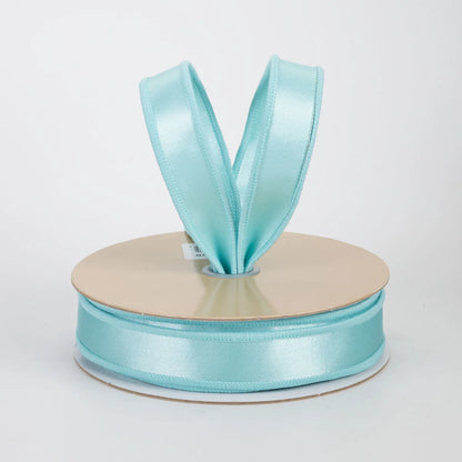 7/8" Double Sided Fused Satin Ribbon: Aqua Blue (10 Yards)