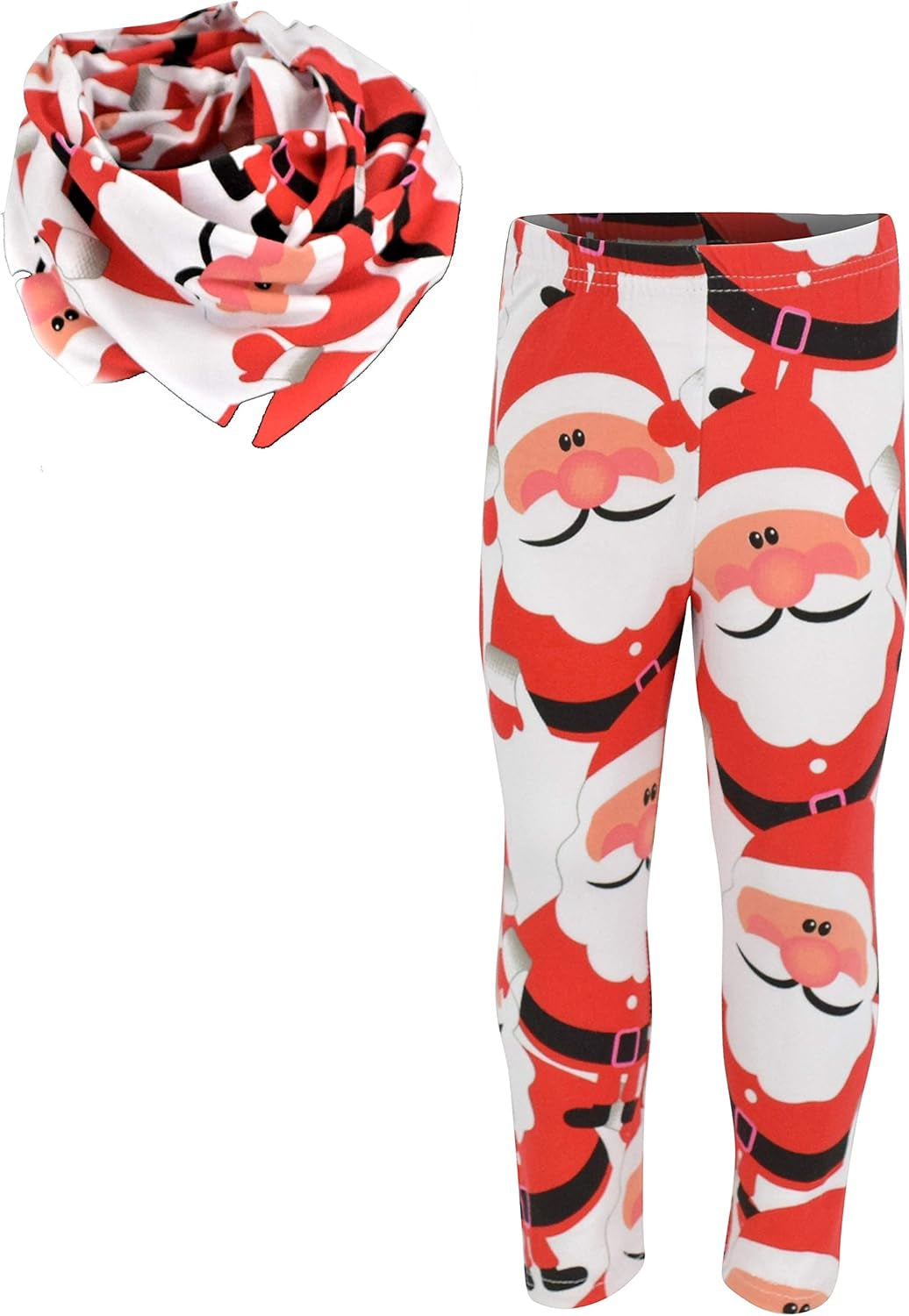 Girls Red Santa 2Pc Legging and Scarf Set