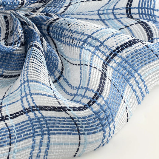 10" Fabric Plaid Mesh: Navy, Light Blue & White