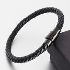 Classic Multilayer Leather Bracelet Men Hand Jewelry Gift Handsome Business Bracelet with Metal Magnetic Clasp
