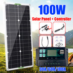 30W 18V Semi-flexible Solar Panel Outdoor Solar Charging Panel USB Phone Charger