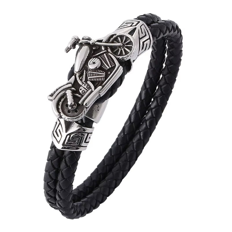 Classic Multilayer Leather Bracelet Men Hand Jewelry Gift Handsome Business Bracelet with Metal Magnetic Clasp