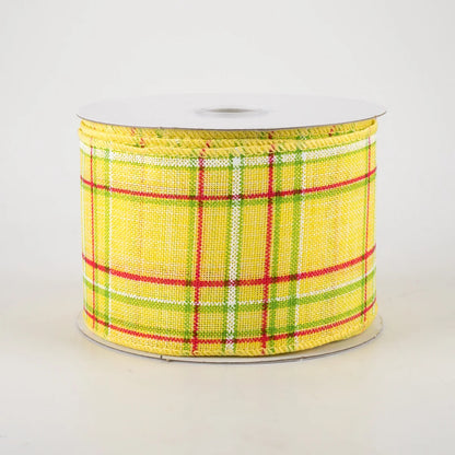 2.5" Cornelia Plaid Ribbon: Yellow, Lime, Fuchsia & White (10 Yards)