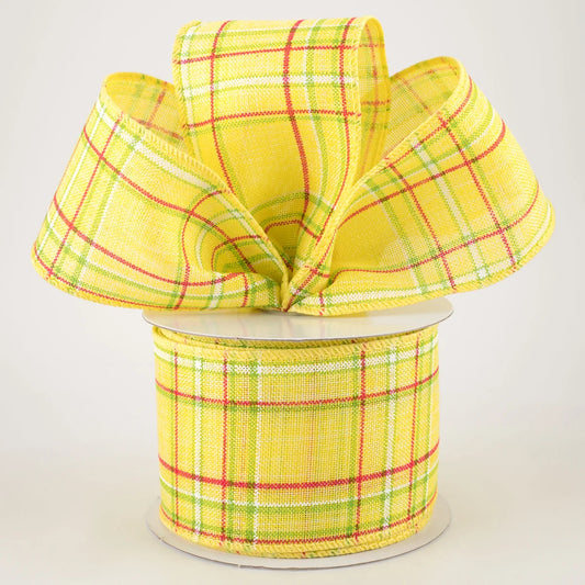 2.5" Cornelia Plaid Ribbon: Yellow, Lime, Fuchsia & White (10 Yards)
