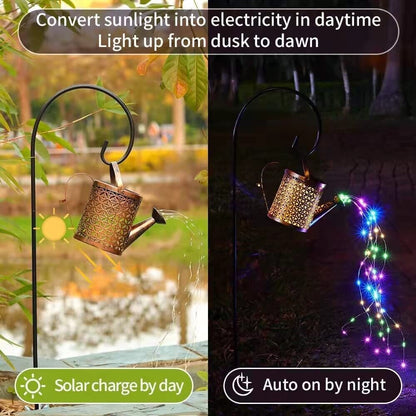1   2pcs Watering Can Lights, Copper Solar Garden Lights For Outdoor  Pathway  Yard Deck  Lawn Patio