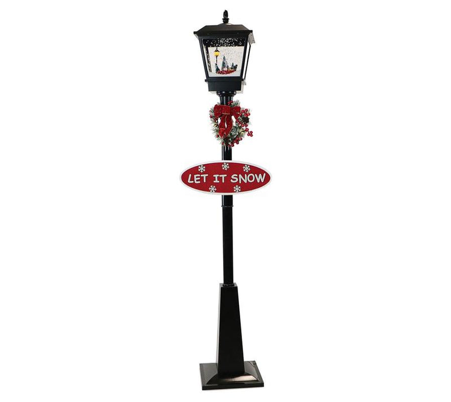 Fraser Hill Farm 71-In. Musical Snowy Christmasstreet Lamp